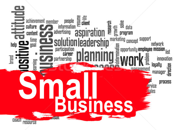 Small business word cloud with red banner Stock photo © tang90246