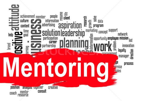 Stock photo: Mentoring word cloud with red banner