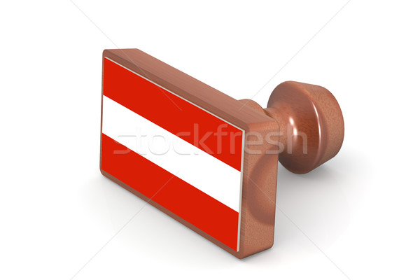 Blank wooden stamp with Austria flag Stock photo © tang90246