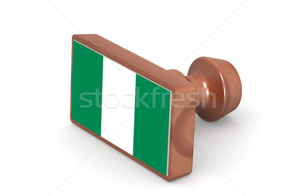 Fából készült bélyeg Nigéria zászló kép renderelt Stock fotó © tang90246