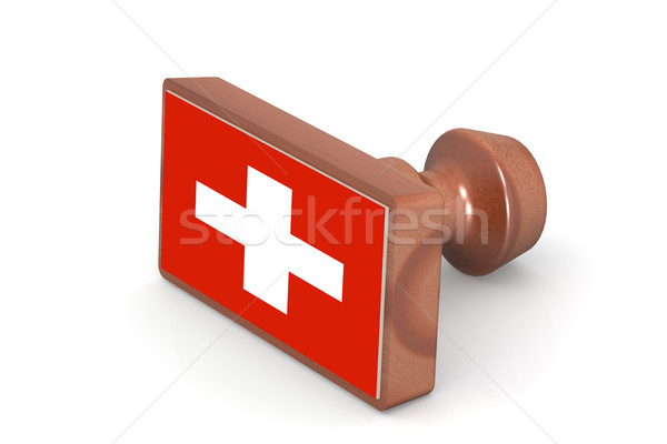 Wooden stamp with Switzerland flag Stock photo © tang90246