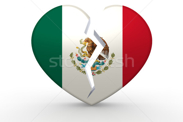 Broken white heart shape with Mexico flag Stock photo © tang90246