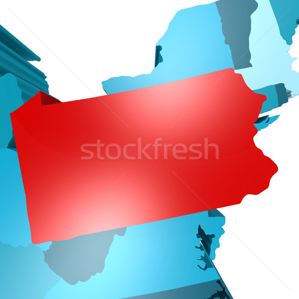 Pennsylvania map on blue USA map Stock photo © tang90246