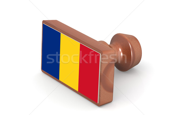 Wooden stamp with Romania flag Stock photo © tang90246
