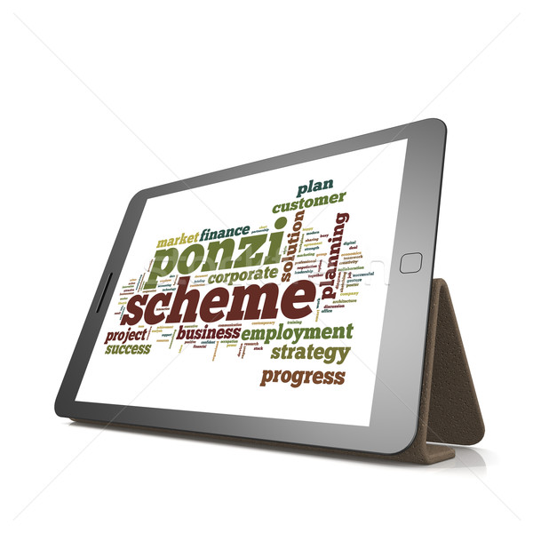 Ponzi scheme word cloud on tablet Stock photo © tang90246
