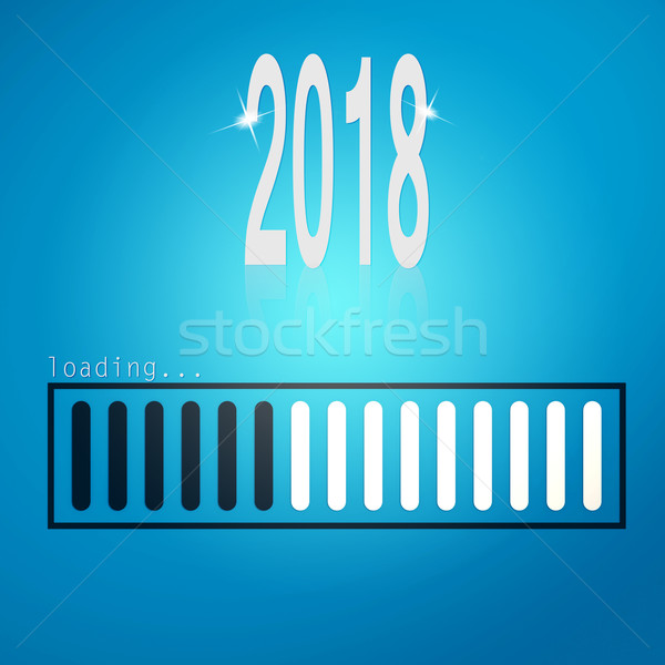 Blue loading bar year 2018 Stock photo © tang90246