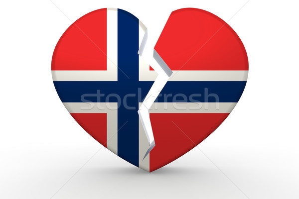 Broken white heart shape with Norway flag Stock photo © tang90246