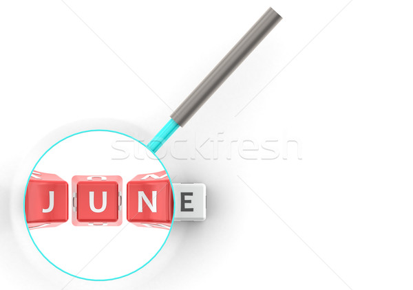 June puzzle with magnifying glass Stock photo © tang90246