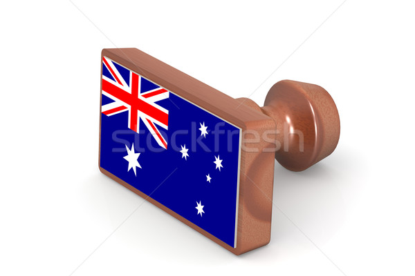 Stock fotó: Fából · készült · bélyeg · Ausztrália · zászló · kép · renderelt