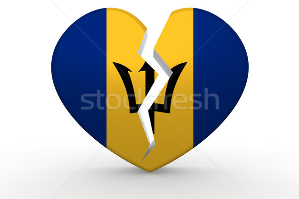 Broken white heart shape with Barbados flag Stock photo © tang90246