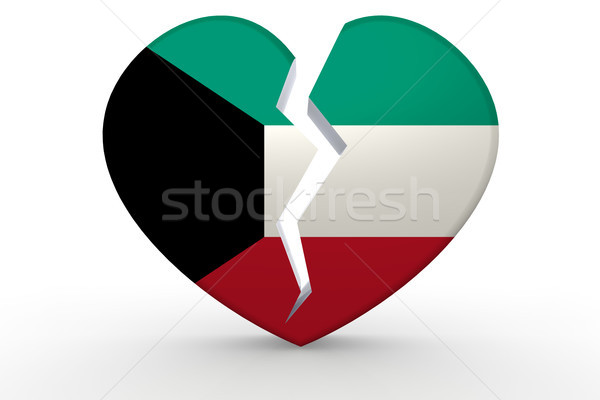 Broken white heart shape with Kuwait flag Stock photo © tang90246