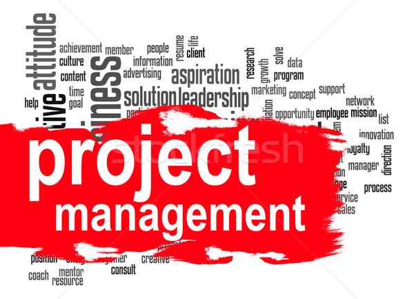 Stock photo: Project management word cloud with red banner