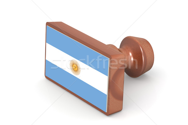 Blank wooden stamp with Argentina flag Stock photo © tang90246