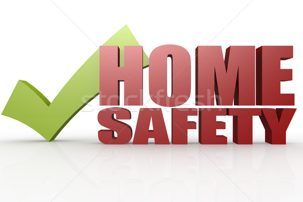 Green check mark with home safety word Stock photo © tang90246