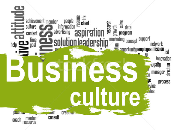 Business culture word cloud with green banner Stock photo © tang90246