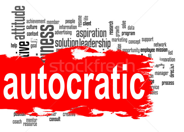 Autocratic word cloud with red banner Stock photo © tang90246