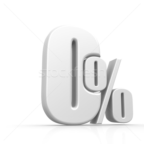 Metallic zero percent symbol on the white background Stock photo © tang90246