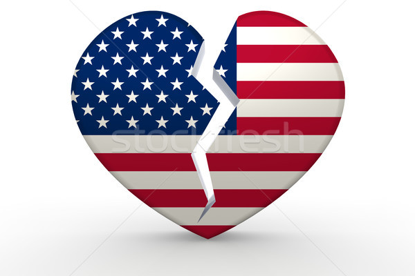 Broken white heart shape with United States flag Stock photo © tang90246