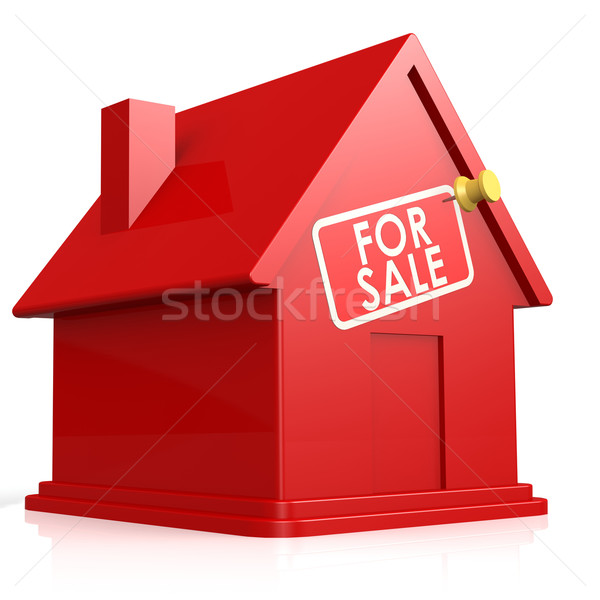 Isolated red house for sale Stock photo © tang90246