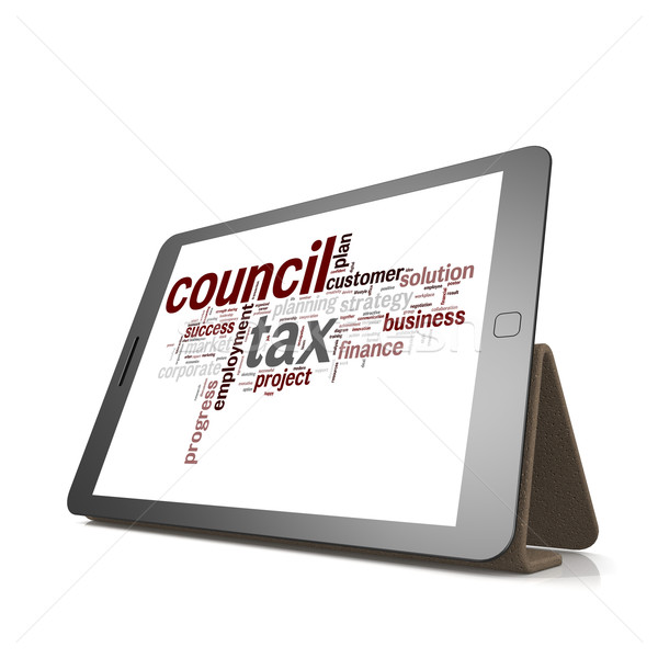 Counci tax word cloud on tablet Stock photo © tang90246