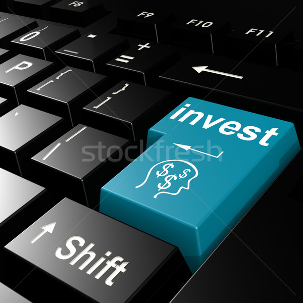 Invest word on the blue enter keyboard Stock photo © tang90246
