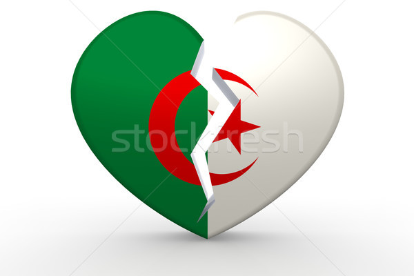 Broken white heart shape with Algeriav flag Stock photo © tang90246