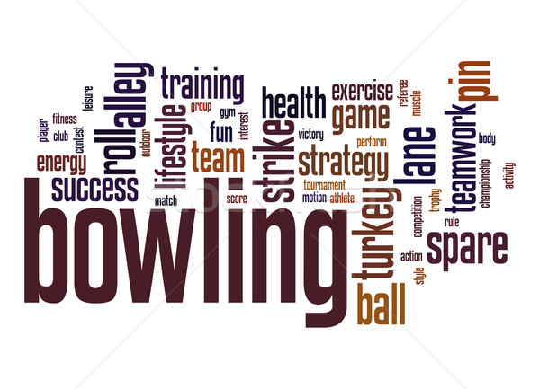 Stok fotoğraf: Bowling · kelime · bulutu · oyun · pin · etiket