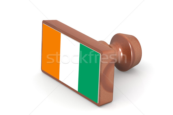 Fából készült bélyeg Elefántcsontpart zászló kép renderelt Stock fotó © tang90246