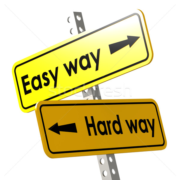 Easy way and hard way with yellow road sign Stock photo © tang90246