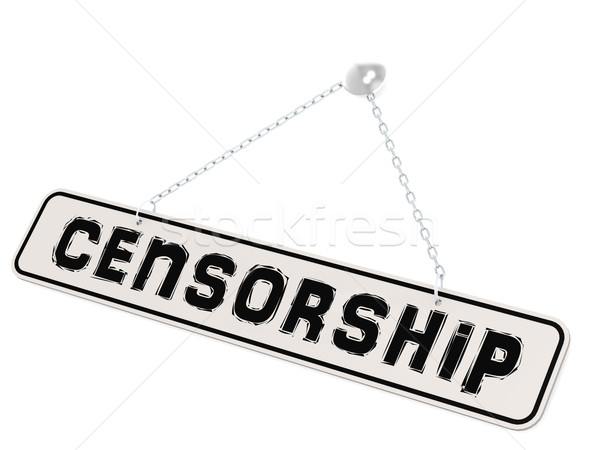 Stockfoto: Censuur · banner · witte · woord · geïsoleerd · achtergrond