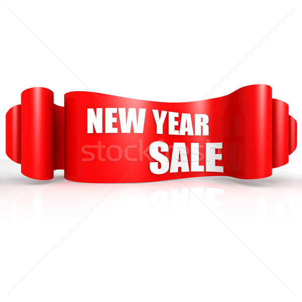 New year sale red wave ribbon Stock photo © tang90246