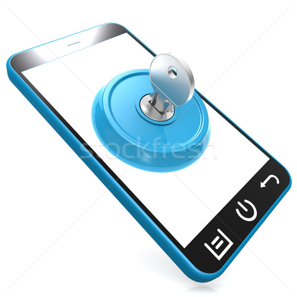 Blue key on smartphone Stock photo © tang90246