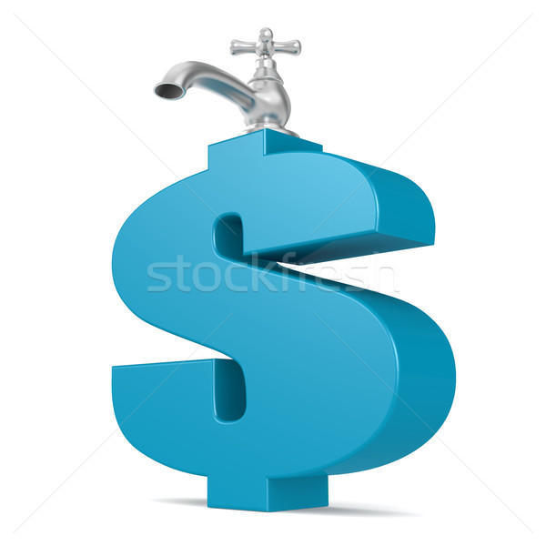 Rubinetto blu simbolo del dollaro acqua metal finanziare Foto d'archivio © tang90246