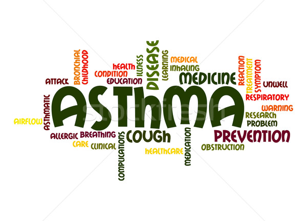Asztma szófelhő egészség gyógyszer tanul törődés Stock fotó © tang90246