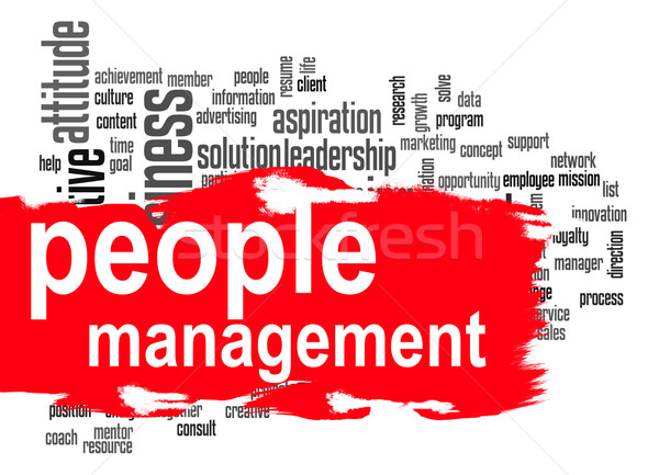 People Management Word Cloud With Red Banner Stock Photo C Yann