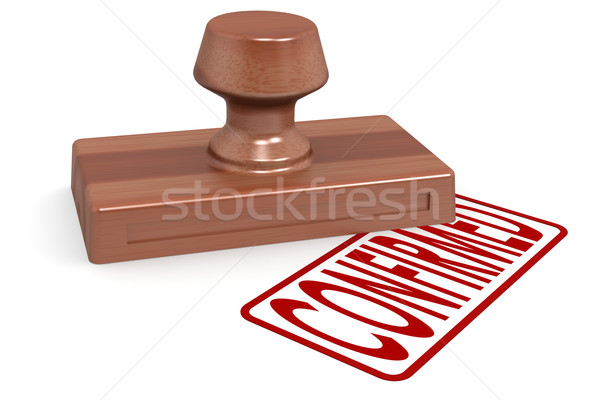 Wooden stamp confirmed with red text Stock photo © tang90246