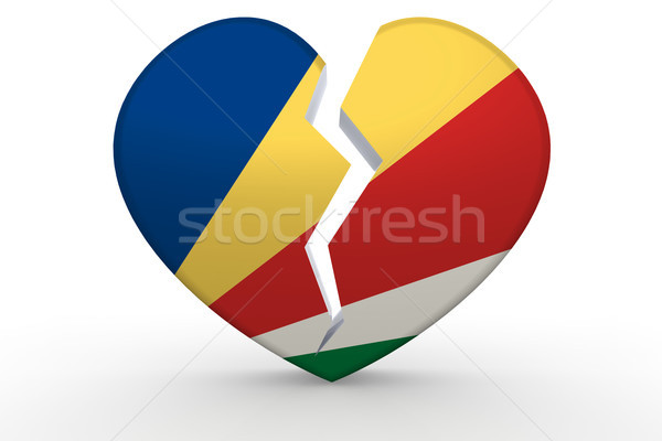 Gebroken witte hartvorm vlag 3D Stockfoto © tang90246