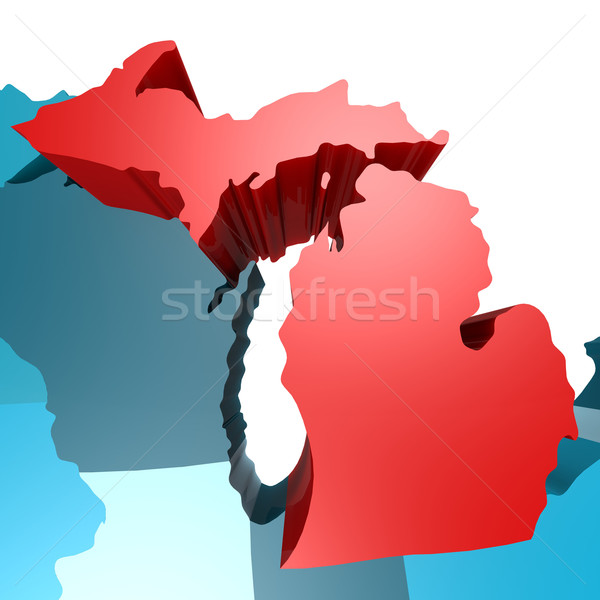 Michigan map on blue USA map Stock photo © tang90246