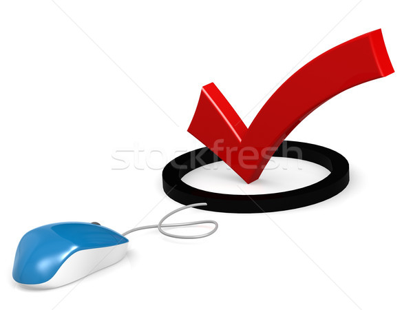 Blue mouse with red tick Stock photo © tang90246