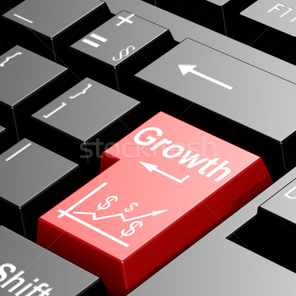 Stock photo: Growth word on red keyboard