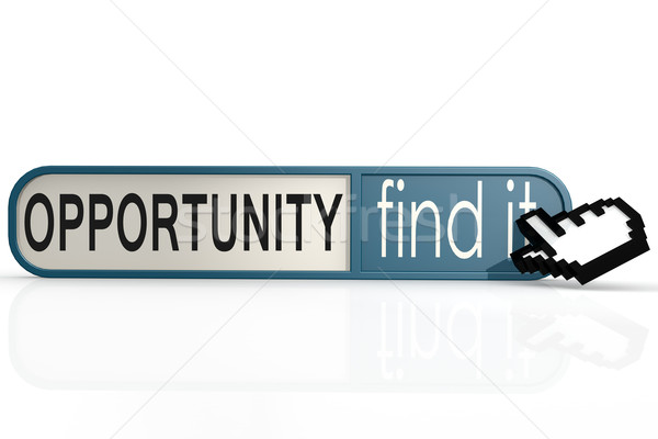 Opportunity word on the blue find it banner Stock photo © tang90246