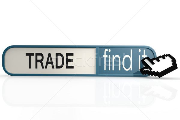 Stock photo: Trade word on the blue find it banner