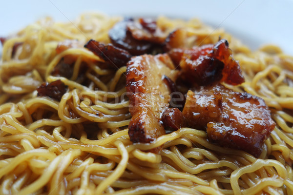 Dried wanton noodle with barbecue pork Stock photo © tang90246