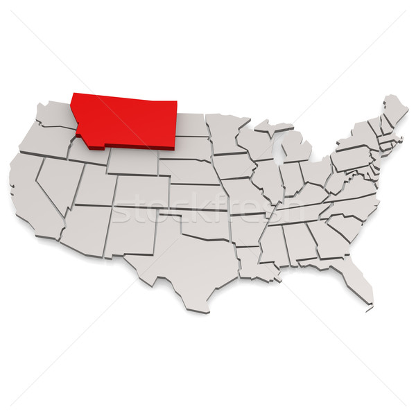 Монтана карта путешествия красный белый США Сток-фото © tang90246