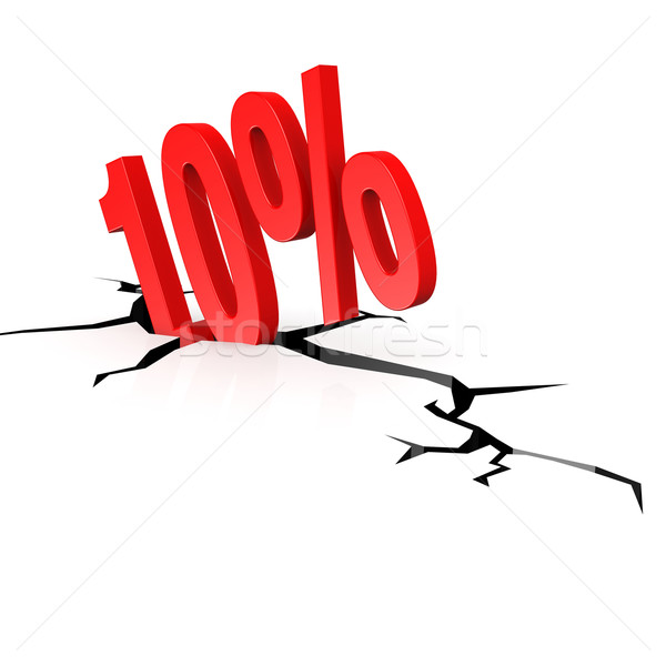 Stock photo: Crack ground with 10 per cent down