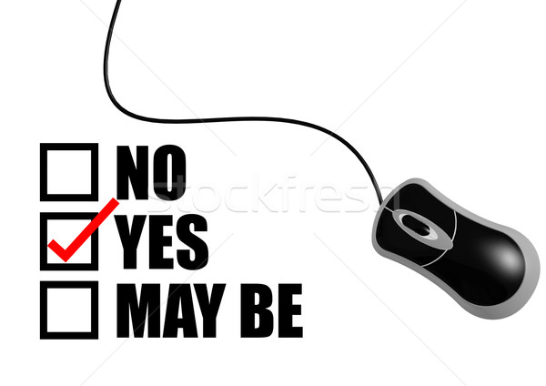 Red check mark on yes word with computer mouse Stock photo © tang90246