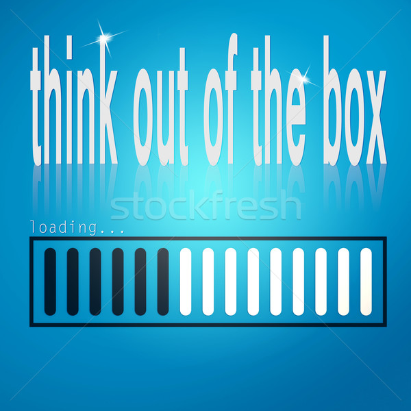 Blue loading bar with think out of the box word Stock photo © tang90246