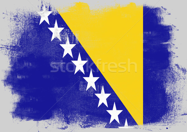 Flagge Bosnien-Herzegowina gemalt Pinsel solide abstrakten Stock foto © tang90246