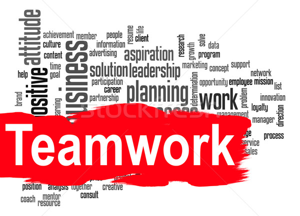 Teamwork word cloud with red banner Stock photo © tang90246