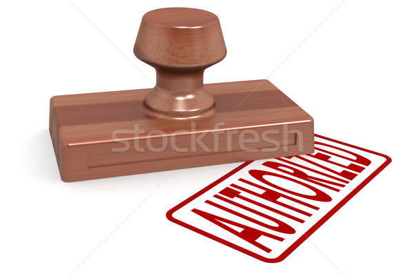 Wooden stamp authorized with red text Stock photo © tang90246